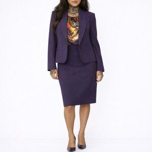 Y2K Vintage Muted Purple Skirt Suit Set Womens 10 Single Button Shawl Collar M